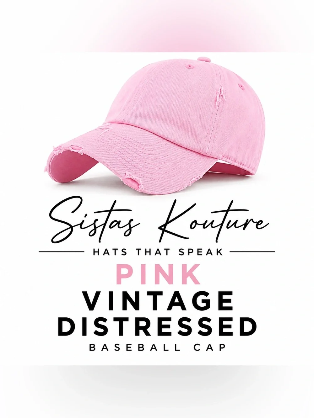 Pink Distressed Baseball Cap - Women